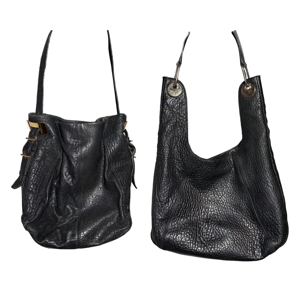 Vince Camuto Black Leather Shoulder Bag Lot Fava Zoey Hobo Tote Handbag DAMAGED - Picture 9 of 16